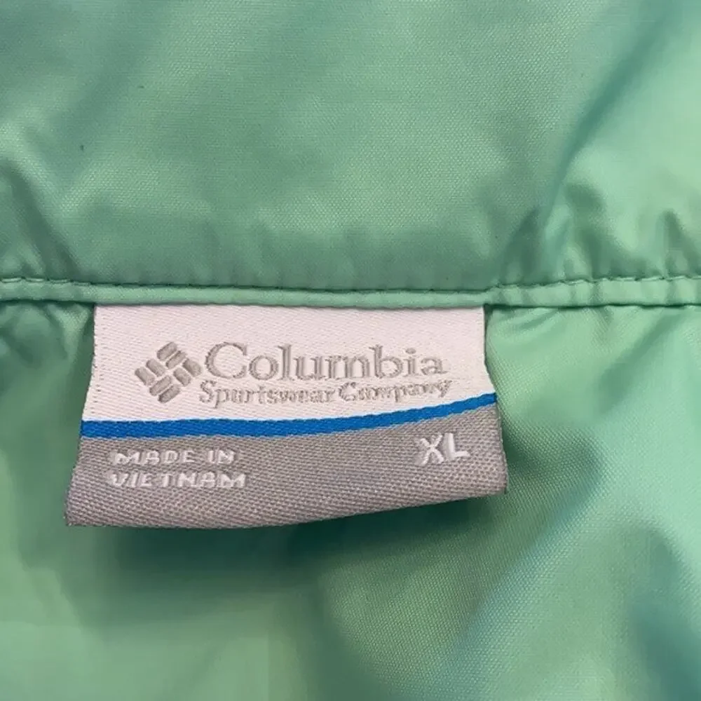 Columbia Youth Jacket Girls YXL Green Nylon‎ Zip windbreaker PAINT STAIN